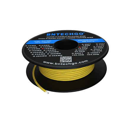 BNTECHGO 14 Gauge Silicone Wire Yellow 50ft Strand