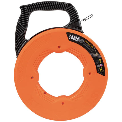 Fish Tape, Steel Wire Puller with Double Loop Tip, Optimized Housing and Handle, 3mm x 73m, Klein Tools 56334
