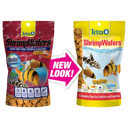 Tetra ShrimpWafers, Complete Diet for Catfish and Loaches, Advnaced Clear Water Formula, Rich Shrimp Protein, Resealable Pouch, 86g