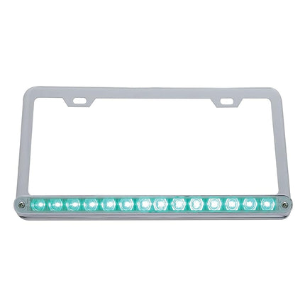United Pacific 39780 14 LED Light Bar License Frame (Green LED/Clear L
