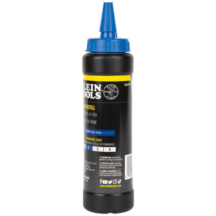 Klein Tools CHLK14B Marking Chalk Refill, High-Visibility Blue, 14-Ounce Squeeze Bottle, Water and Fade Resistant Chalk