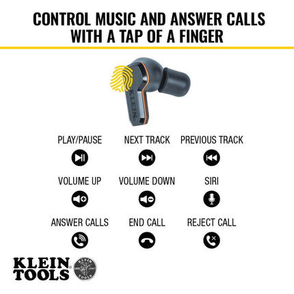 KLEIN TOOLS AESEB2 Auriculares Bluetooth Elite, Tapones para los oídos Inalámbricos Verdaderos, Protección Auditiva NRR 25 DB, 24 Horas de Duración de Batería, Pantalla LED Digital