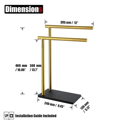 JQK Toallero de Mano con Acabado en Bronce Frotado con Aceite, Soporte Moderno en Forma de Árbol de Pie para Encimera con 2 Barras de 30,5 cm, Acero Inoxidable 304 ORB, HTT172-ORB