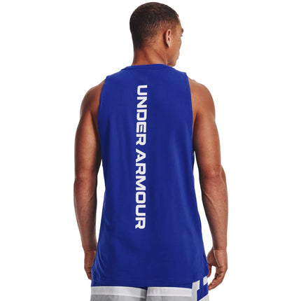 Under Armour Mens Baseline Tank Top Royal Blue/White XS