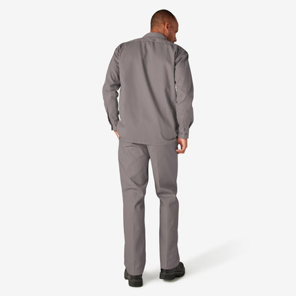 Dickies Men's Long Sleeve Work Shirt, Silver, Large