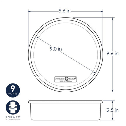 Nordic Ware Naturals 9" Round Layer Cake Pan, Natural Aluminium Baking Tin with Superior Heat Conductivity, Premium Bakeware Made in The USA, Silver