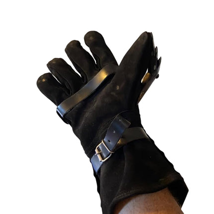KORE NS Guanteletes Medievales Nazgul Negros Guantes de armadura de Acero Antiguo, Cruzado, Recreación de Rol, Negro, Regular