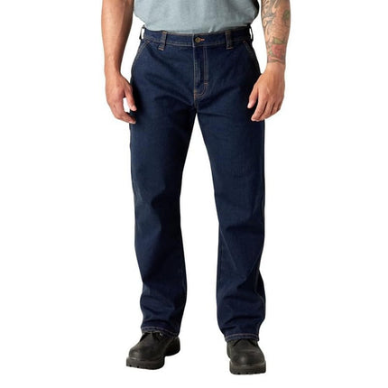 Dickies Pantalón vaquero de carpintero de corte relajado para hombre, lavado de mezclilla oscuro, 34W x 34L