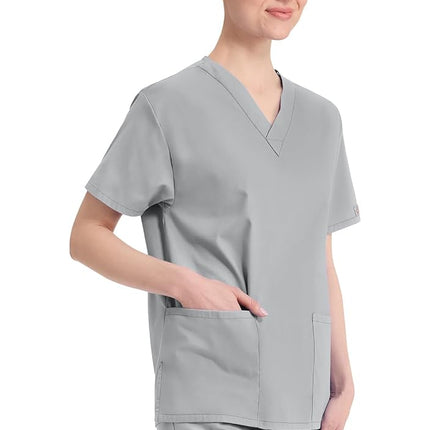 Dickies Men's Signature V-Neck Scrubs Shirt Medical, Grey, S