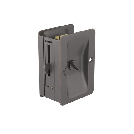 RICHELIEU Hardware 1701ORBPSBC Onward Pocket Door Pull with Privacy Lock, Rectangular, 3-7/32 in (82 mm), Oil-Rubbed Bronze
