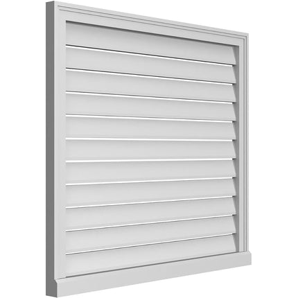 38"W x 34"H Rectangle Surface Mount PVC Gable Vent: Functional, w/ 2"W x 2"P Brickmould Sill Frame