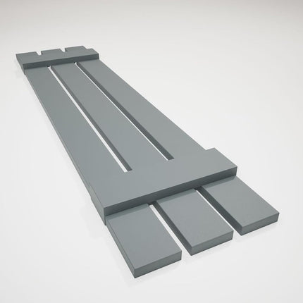 12"W x 51"H Lifetime Vinyl, Standard Three Board Spaced, Board-n-Batten Shutters, w/Installation Shutter-Lok's & Matching Screws (Per Pair), Storm Cloud