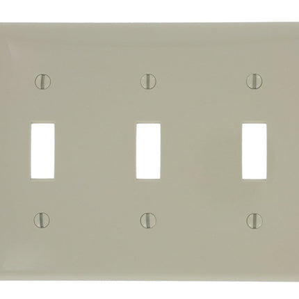 Leviton 80711-I 3-Gang Toggle Device Switch Wallplate, Ivory