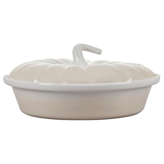Le Creuset Stoneware Figural Pumpkin Baker with Lid, 9", Meringue