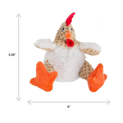 goDog Checkers Just for Me Fat Rooster Squeaky Plush Dog Toy, Chew Guard Technology - White, Mini