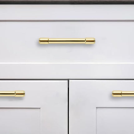 khtumeware 10 Pack 3.5Inch(89mm) Polished Brass Cabinet Pulls Kitchen Cabinet Hardware for Cupboard Drawer Handles Dresser Pulls