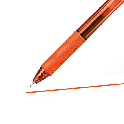 Pentel EnerGel-X Retractable Liquid Gel Pen (0.5mm) Needle Tip, Fine Line, Orange Ink, Box of 12 (BLN105-F)