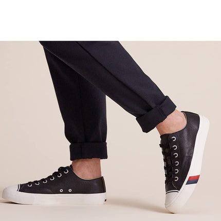 Keds Men's Royal Lo Lace Up Fashion Sneaker, Black Leather, 3 UK
