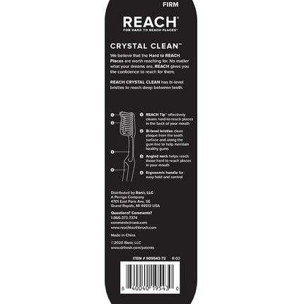 Reach Crystal Clean Firm Adult Toothbrush, 1 Each, Colors May Vary, 6 Piece