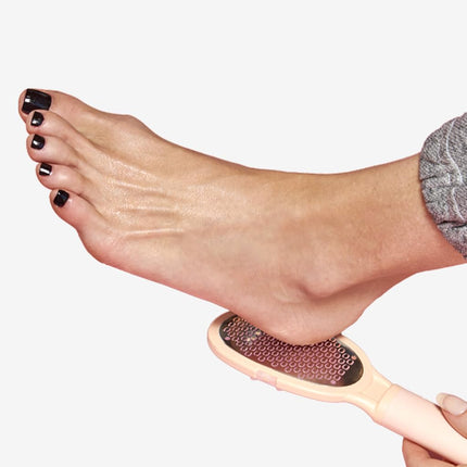 Olive & June Foot File | No-Mess Pedicure Tool for Smooth, Soft Feet | Gently Removes Dry Skin & Calluses | Built-In Catch Tray | Use Weekly on Dry Skin | Easy to Clean & Dishwasher Safe