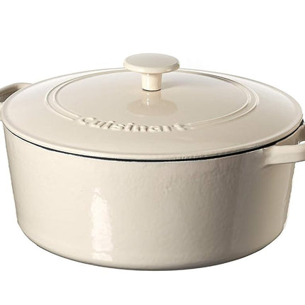 Cuisinart Chef's Classic Enameled Cast Iron Round Covered Casserole Collection 7-Quart Cream