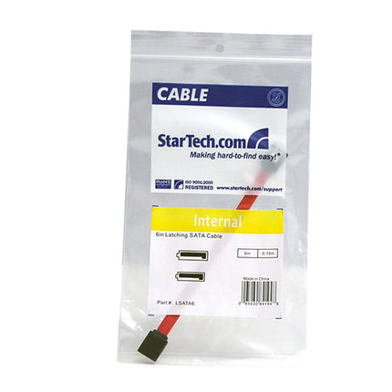 StarTech 5.9in Latching SATA Cable, Red, Serial ATA 150/300/600 (LSATA6)