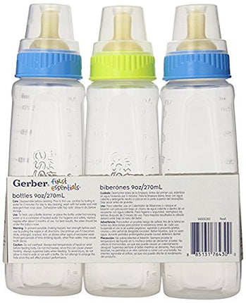 Gerber First Essential Clear View Plastic Nurser With Latex Nipple, BPA Free, Assorted Colors, 3 Pack