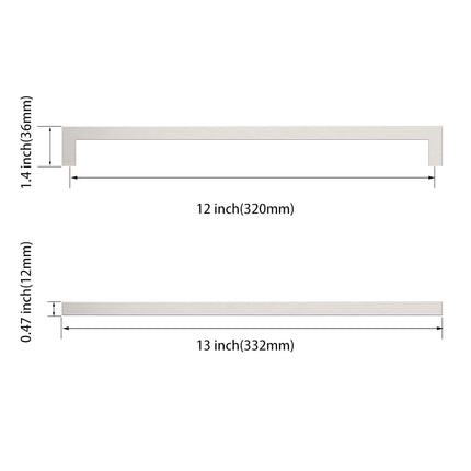 Asidrama Pack of 10 Kitchen Cabinet Handles 32cm (12.6") Brushed Satin Nickel, Stainless Steel Drawer Handles for Kitchen Cabinet, Drawer Handles and