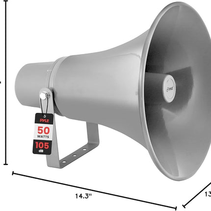 Pyle Outdoor PA Horn Speaker - 50 Watt Weatherproof Loudspeaker