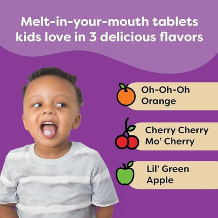 Renzo's Picky Eater Kids Multivitamin - Vegan Multivitamin for Kids with Iron, Vitamin C, and Zero Sugar, Dissolvable and Easy To Take Kids Vitamins, Cherry Flavored Childrens Vitamins [60 Melty Tabs]