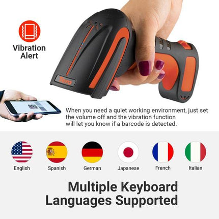 Tera Wireless Barcode Scanner 1D 2D QR Code Reader, Bluetooth Compatible & 2.4G Wireless, 2200 mAh Built-in Batteries, Extreme Drop Resistance for Windows, Mac, Android, iOS, PC, Smartphones, Tablets