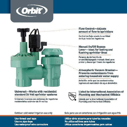 Orbit 57604 1-Inch FPT Anti-Siphon Valve with 3/4-Inch Reducer