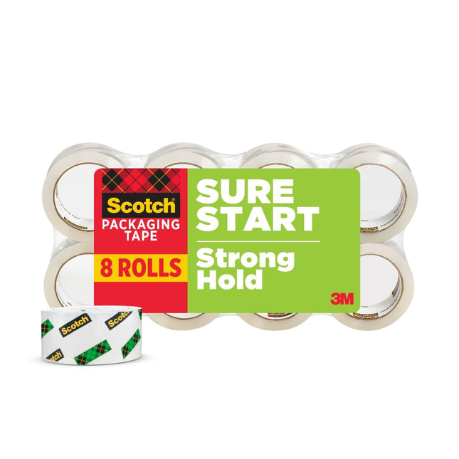 Scotch Sure Start Packing Tape, Clear, Quiet Unwin