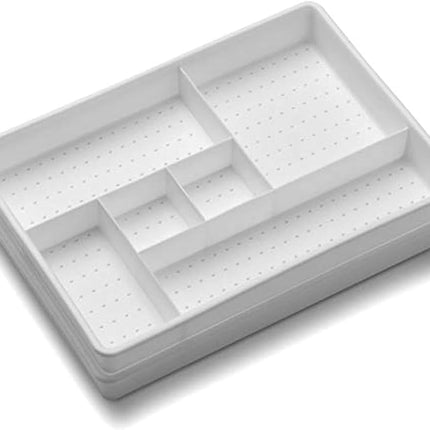 Madesmart Set of 2 Plastic 6-Compartment Drawer Organizer Gadget Trays, Multipurpose Storage Bins for Drawers, White