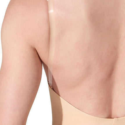 Capezio Women's Camisole W/ Clear Transition Straps Leotard, Nude, XS UK