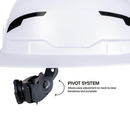 Klein Tools 60406T2RL Type 2 Hard Helmet, Full Brim, Unvented Full Brim, Class E Helmet with Chin, 6-Point Suspension with Accessory Brackets, Washable Padding and Headlamp