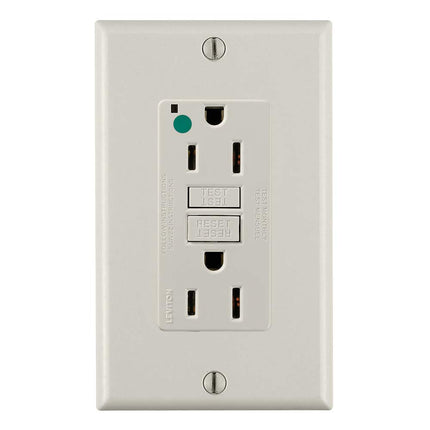 Leviton GFNT1-HGT 15A-125V Extra-Heavy Duty Hospital Grade Non-Tamper-Resistant Duplex Self-Test GFCI Receptacle, Light Almond, 15-Amp