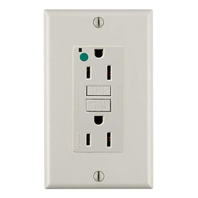 Leviton GFNT1-HGT 15A-125V Extra-Heavy Duty Hospital Grade Non-Tamper-Resistant Duplex Self-Test GFCI Receptacle, Light Almond, 15-Amp