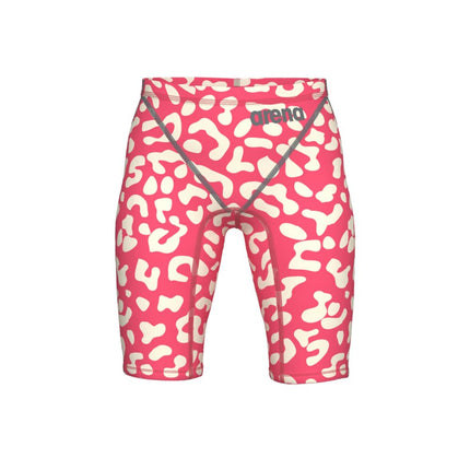Arena Powerskin ST Next Boys' FINA Approved Swimming Trunks Recycled Material Lined Swimming Trunks for Boys, Leopard Skin Geranium, 22