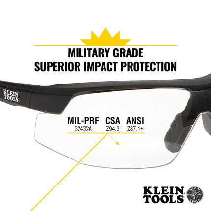 Klein Tools 60159 Safety Glasses, PPE Protective Eyewear with Semi Frame, Scratch Resistant and Anti-Fog, Clear Lens