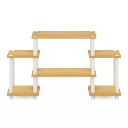 Furinno TURN-N-TUBE TV Stand, Entertainment Center with Open Shelves, TV Console with Raised Top for TV up to 32 Inch, for Living Room, Bedroom, Beech