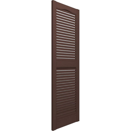 Ekena Millwork Lifetime Vinyl LL1S14X03900FB Standard Cathedral Top Center Mullion, Open Louver Vinyl Shutters, w/Installation Shutter-Lok's & Matching Screws (Per Pair),14 1/2"W x 39"H, Federal Brown