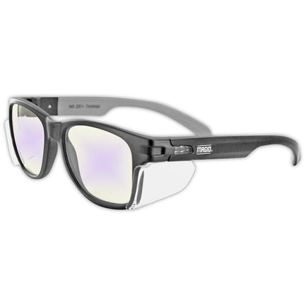 MAGID Iconic Y50 Design Series Safety Glasses with Side Shields | ANSI Z87+ Performance, Scratch & Fog Resistant, Reduce Eye Strain & Fatigue, Cloth Case Included, 2 Pair, Blue Block Lens, 2