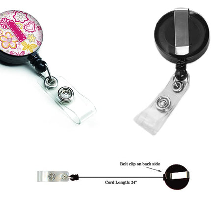 Caroline's Treasures Letter I Flowers and Butterflies Pink Retractable Badge Reel, Multicolor (CJ2005-IBR)