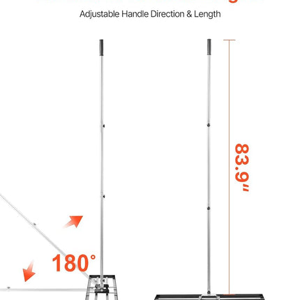 VEVOR Lawn Leveling Rake, Lawn Leveler with 83.9 in Handle, 36x10 in Ground Plate, Rust-Resistant Carbon Steel Soil Leveler, 3 Heights Adjustable, Effort Saving Lawn Leveling Tool for Yard Golf Court