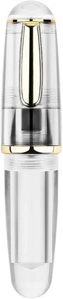 Majohn Q1 Mini Fountain Pen Medium Nib Transparent Eyedropper Filling, Short Resin Pocket Pen Large Capacity