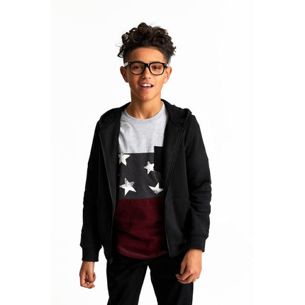 French Toast Boys' Fleece Hooded Sweatshirt, Heather Gray, 14-16