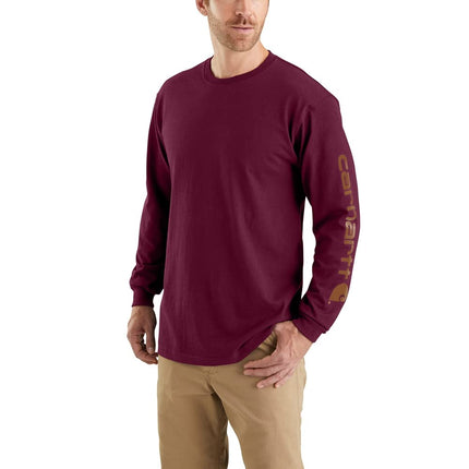 Carhartt Mens Loose Heavy Long Sleeve Logo Graphic T-Shirt, Port, XXL