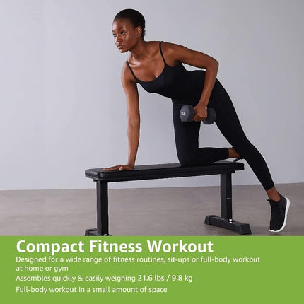 Amazon Basics Flat Weight Workout Exercise Bench, Black