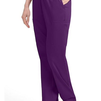 Dickies Women's Signature Elastic Waist Scrubs Pant Medical, Eggplant, XX-Small Petite